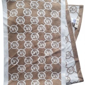 MICHAEL Michael Kors Tan and White Knit Scarf